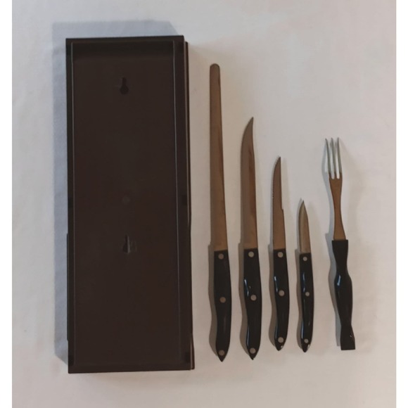 CUTCO 5 PC Knife Fork Set w/ Space Saver Storage Tray Wall Mount - Picture 3 of 12